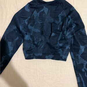 Gymshark Navy and Dark Blue Camo Muscle Tee